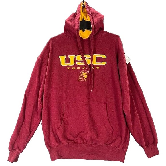 Vintage Old Varsity Brand USC Trojans Hoodie Sweatshirt Mens Large Red Gold (L) - Picture 1 of 7